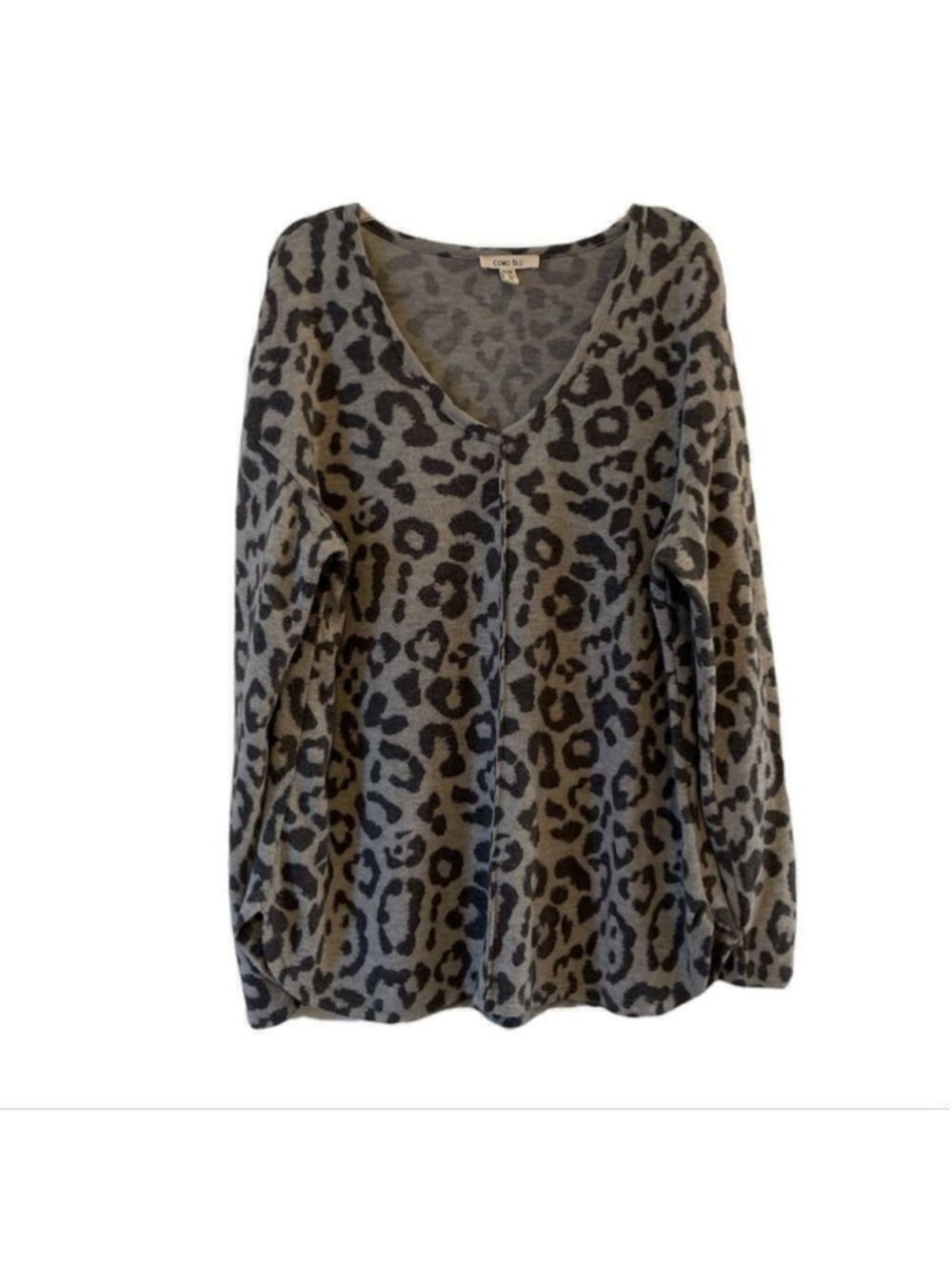 Como Blu Blue-Gray Leopard Print Sweater - Super Soft Knit - Size Medium - Picture 9 of 13